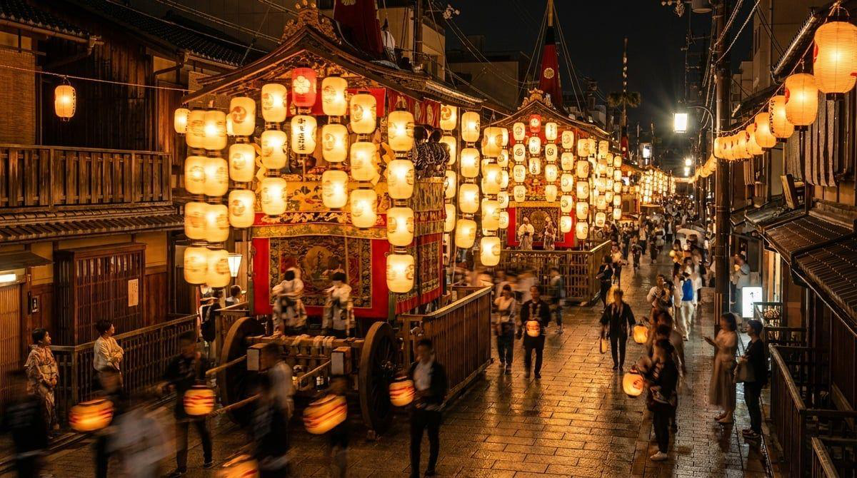 Festival de verão japonês com lanternas iluminadas